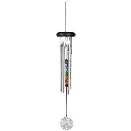 Woodstock Chimes Eastern Energies Silver Aluminum/Wood 17 in. Seven Stone Chakra Chime