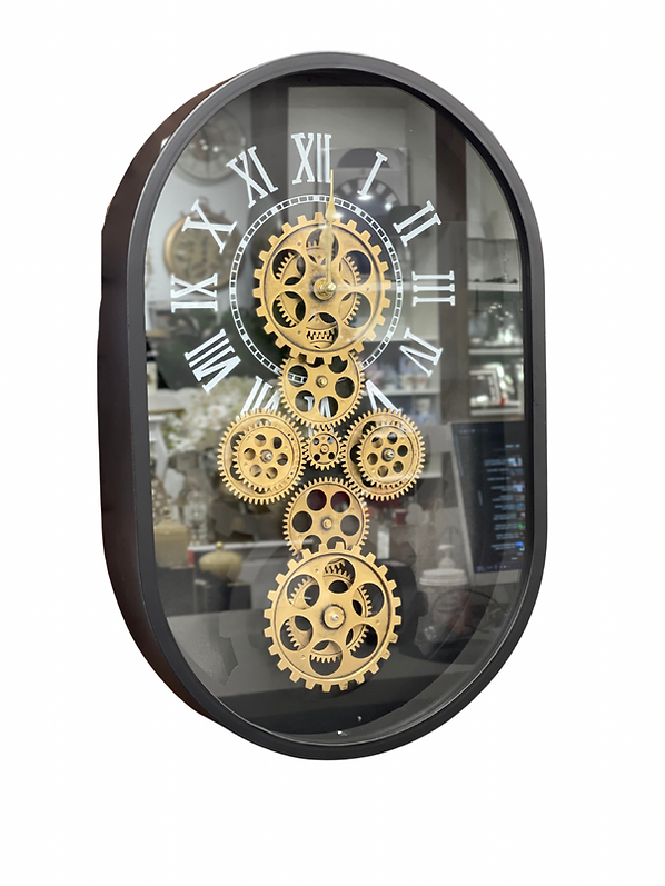 OVAL BLK & GOLD WALL CLOCK