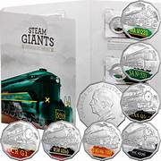 7 COIN SET 50C 2025 COLOURED UNC STEAM GIANTS