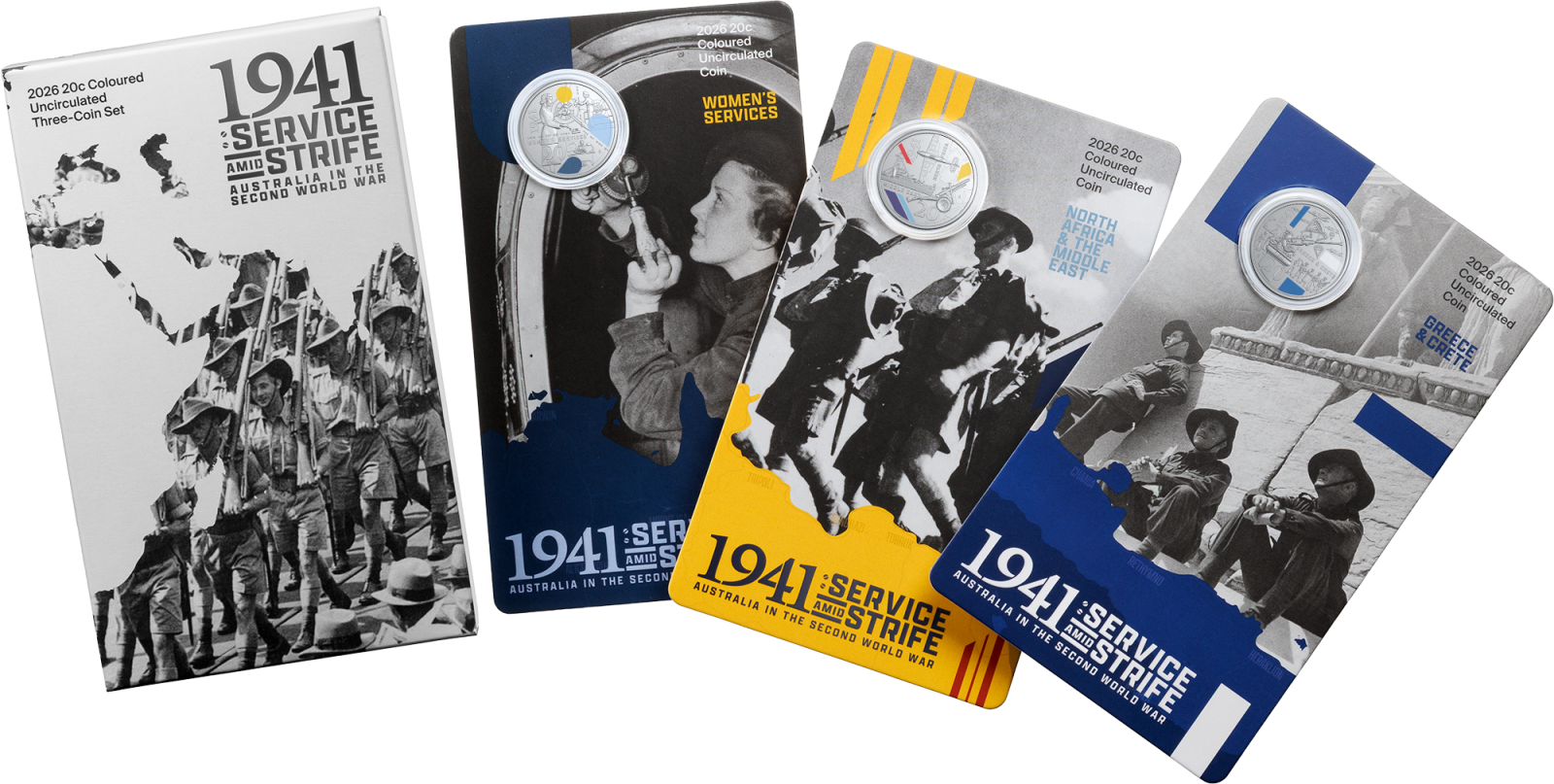 1941: Service Amid Strife Second World War 2026 UNC 3 Coin set