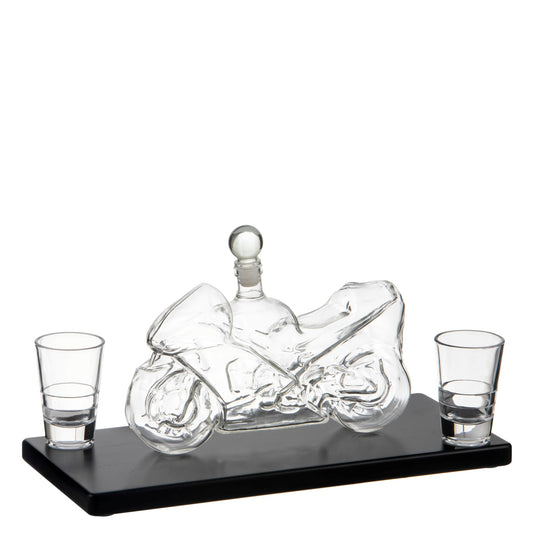 Tempa Preston Motorcycle Whisky Decanter & Glasses Bar Set Clear/Black