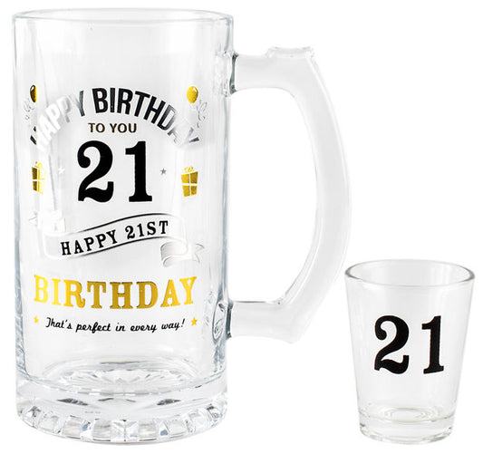 21 SHOT AND STEIN SET: BOXED