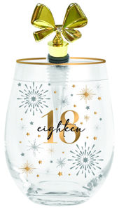 18TH CHEERS STEMLESS WINE GLASS  WITH STOPPER