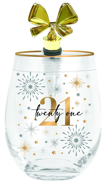 21ST CHEERS STEMLESS WINE GLASS  WITH STOPPER